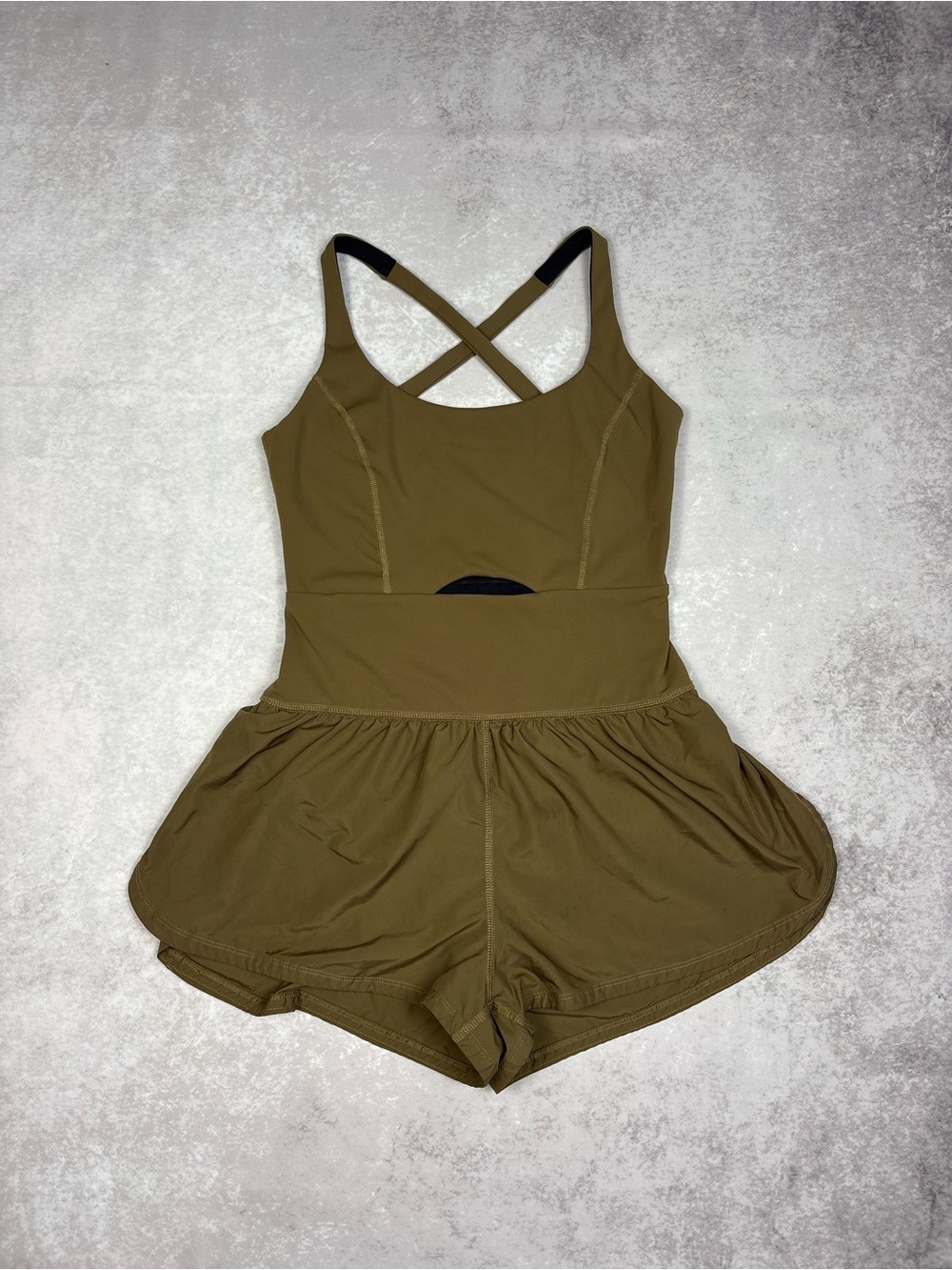 Free People Movement Righteous Runsie Army Green Athletic Romper S